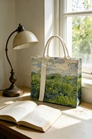 Sac fourre-tout en toile de coton entièrement imprimé, personnalisable, vierge, réutilisable, style peinture, idéal pour cadeau