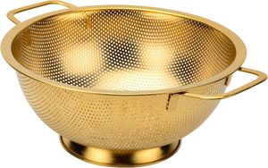 Heavy duty stainless steel mesh <b>metal</b> <b>colander</b> for rinsing rice pasta vegetables fruits cooking preparation - Product Image 6