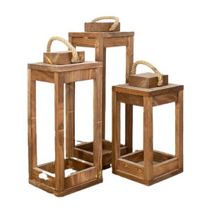 Farol Colgante de Metal Color Marrón y Madera Natural para Bodas y Decoración de Mesa, Faroles de Vela Hechos a Mano - Product Image 2