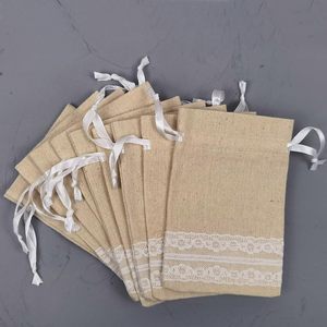 ถุงของขวัญขนาดเล็กถุงผ้ากระสอบที่มีเชือกดึงนำมาใช้ใหม่ได้ถุงปอกระเจาสำหรับงานวันเกิดงานแต่งงานงานปาร์ตี้วันฮาโลวีนเทศกาลคริสต์มาส - Product Image 5