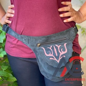 Cinturón de dinero de cuero hecho a mano real Cinturones de bolsillo de cintura de cuero con flecos Cinturones elegantes hechos a mano - Product Image 1