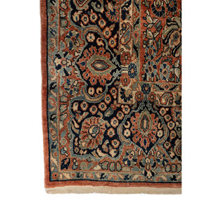 Tapis en laine noué à la main Aalam, grande surface, rouge, orange, floral abstrait, pour entrée, couloir, rectangulaire 9x12 pouces - Product Image 4