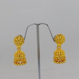 Pendientes Jhumka Chapados en Oro para Mujer, Pendientes de Campana Indios Tradicionales, para Bodas y Fiestas, Jhumki, Pendientes Étnicos para Mujer - Product Image 1