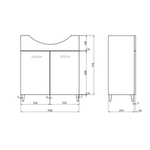 Ensemble de meuble-lavabo autoportant avec miroir et lampe Ravenna en chêne blanc de 75 cm à effet bois - Product Image 6