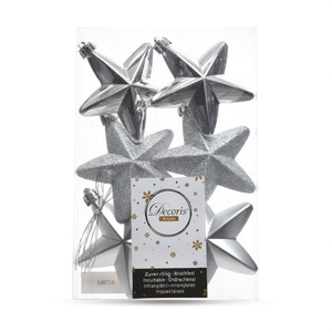 Adornos Navideños Amicasa, Estrellas Plateadas de Plástico, 6 Piezas, 9027861, Bolas y Adornos para Árbol de Navidad - Product Image 2