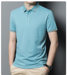 T-shirt à manches courtes personnalisé avec logo OEM, T-shirt décontracté pour homme, chemise polo à col, T-shirt simple et fin de style coréen pour jeunes hommes - Product Image 4