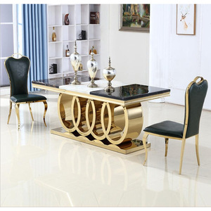Modern Luxury Kitchen Restaurant Tables and <strong>6</strong> <strong>Chairs</strong> <strong>Sets</strong> <strong>Grey</strong> High End Marble <strong>Dining</strong> Table <strong>Set</strong> for Home - Product Image 2