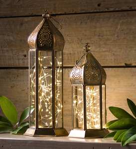 2026 Ramadan Decorations Brass Antique Metal <b>Moroccan</b> Candle Holder <b>Lanterns</b> Thin Slim Design <b>Lanterns</b> - Product Image 1
