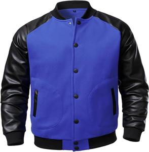 Chaqueta bomber de camuflaje con mangas de cuero para hombre, fábrica de primavera, OEM, ropa deportiva universitaria hecha a medida, prendas de vestir exteriores de moda - Product Image 3