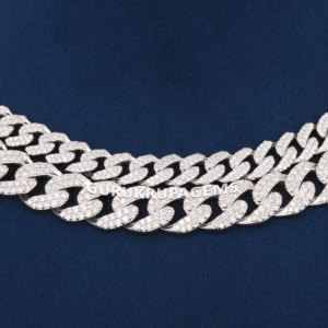 Testeur de passe VVS Lab diamant argent 925 collier chaîne Hip Hop glacé bijoux Miami cubain lien chaîne ensemble - Product Image 3