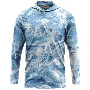Sudadera con capucha de pesca de manga larga UPF 50 de alta calidad, 100% poliéster, secado rápido, impermeable y protección solar, impresión por sublimación - Product Image 3