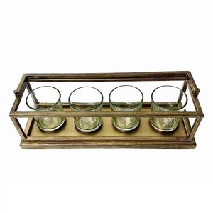 Table Top and Gifts Metal Tealight Candle Holders with <b>Glass</b> Holders Decoration Items for Home Living Room - Product Image 2