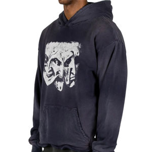 Wholesale 100% Cotton <b>Men's</b> Heavyweight Oversized <b>Hoodie</b> French <b>Fleece</b> Streetwear Zip-up Vintage Acid Wash Print Solid Winter - Product Image 3