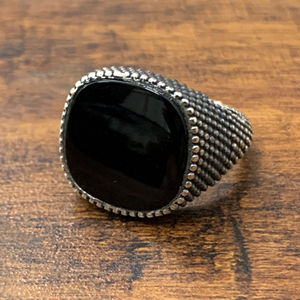 <b>Black</b> Onyx <b>Ring</b> (7.1 Grams) Fashionable Stainless Steel with Bezel & Invisible Setting Stylish Trendy <b>Ring</b> for <b>Men</b> & Women Gift - Product Image 1
