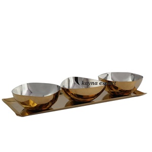 Stainless Steel Designer Shape Set of 3 Mini Bowl Christmas Gifting gold Color Metal Bowl - Product Image 2