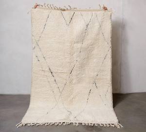 Alfombra de bereber marroquí para decoración de la cama, felpudo auténtico hecho a mano de Beni Ourain, Gabeh - Product Image 3