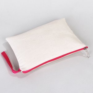 Fuchsia Zippered Cotton Pouch 8x6 Holographic <b>Makeup</b> Organizer Bag Custom Logo Durable Clutch Bag <b>for</b> Cosmetic <b>Storage</b> - Product Image 3