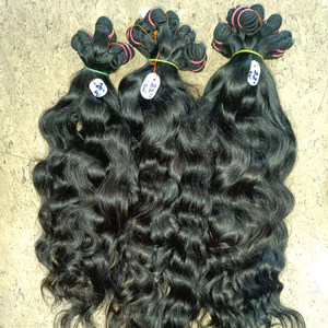 Extensiones de cabello Remy virgen peruano sin procesar de trama doble sin procesar 100%, modelo de cuerpo sin enredos de cutícula, cabello humano ondulado indio - Product Image 1