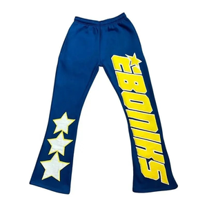 Top des tendances unisexe coton pantalons de survêtement personnalisé vendeur évasé Baggy Track Cargo pantalon plat devant respirant grande taille tricoté - Product Image 2