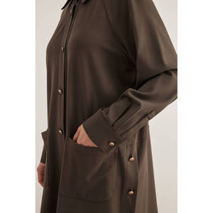 เสื้อคลุมกีฬาถักนิตติ้งสีกากีแบบลำลอง - Product Image 3