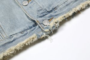 Vestes en jean pour hommes Tissus denim effilochés avec poches lavées vintage personnalisées - Product Image 4