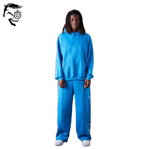 Vente en gros de survêtements pour hommes 100% coton à double épaisseur avec logo personnalisé sweats à capuche surdimensionnés avec pantalon de survêtement design à épaules tombantes - Product Image 6