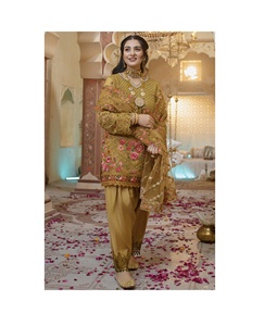 Trajes de gasa bordados Descosidos Colección de Bodas de 3 piezas Los últimos trajes Punjabi paquistaníes Salwar Kameez - Product Image 6
