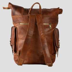 Sac à dos vintage en cuir Crazy Horse pochette d'ordinateur hommes voyage sac à dos fait main LRTB-0016 - Product Image 5