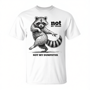 T-shirt con meme del procione danzante 'Non è il mio rifiuto, non è il mio bidone' per promozioni - Product Image 2