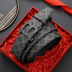 Cinturones de cuero de piel de vaca de calidad Premium informal de negocios para hombres Cinturón de pantalones con hebilla de latón para hombre - Product Image 4