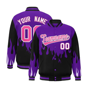 Veste d'université unisexe avec écusson en chenille, manteau d'uniforme de baseball à col montant personnalisable pour hommes, vente en gros - Product Image 3