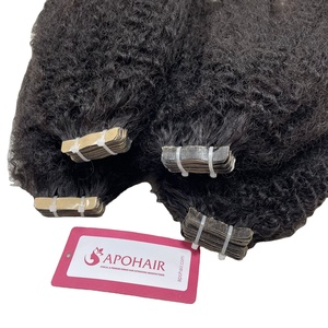 Superventas 100% extensiones de cabello humano Kinky Straight Natural Wave Tape en Dropship disponible - Product Image 1