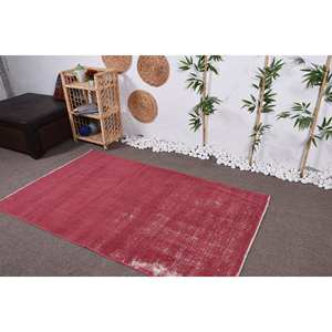 Tapis moderne en laine rouge rouge 3.8ft X 6.3ft Style Boho motif abstrait support en latex pour couloir ou chambre à coucher 10mm d'épaisseur - Product Image 3