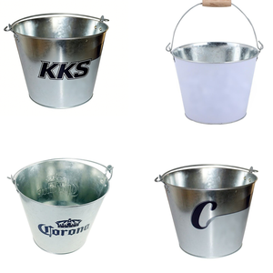 Cubetas de Hielo Metálicas Personalizadas Multicapacidad de 5L, 8L y 10L, Color Blanco y Azul, con Logotipo Personalizado, para la Industria Hotelera - Product Image 1