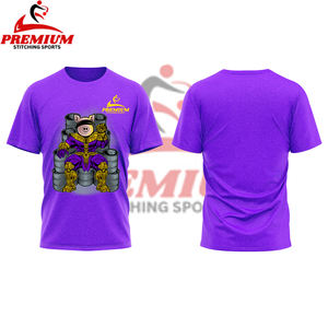 Camisetas de algodón con estampado personalizado, camisetas con cuello redondo y costuras en contraste para hombre, camiseta lavada con ácido con serigrafía gráfica de gran tamaño - Product Image 3