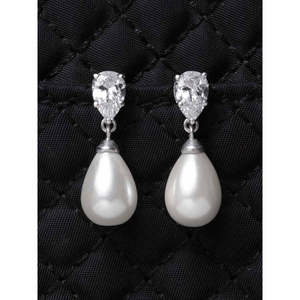 NOVAMART Fine 925 Sterling Silver Pearl <b>Drop</b> Earrings with Rhodium Plating for Swiss Zirconia Screw <b>Back</b>-Gift Women & Girls Whol - Product Image 2