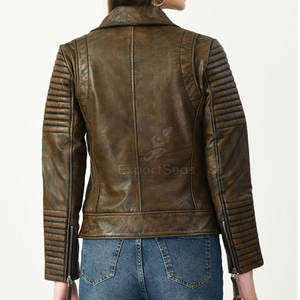 Chaqueta de cuero de estilo vintage con cierre de cremallera frontal Chaqueta de cuero real de moda para las estaciones de invierno - Product Image 2