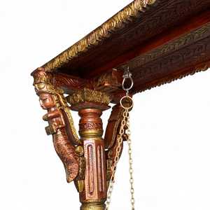 Silla Columpio Tradicional de Madera, Muebles Cómodos para Exteriores, para Jardín o Sala de Estar, Diseño Pintado - Product Image 5