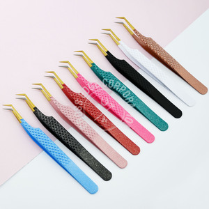 Pinzas para Pestañas con Punta de Fibra, 45 Grados, para Extensión de Pestañas en Abanico, Agarre de Diamante, 15 Colores Disponibles, Gran Venta - Product Image 1