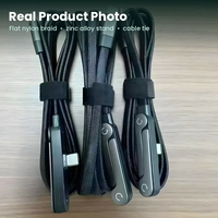 Kabel USB C ke USB C dengan Penyangga Ponsel Lipat 240W 5A PD Pengisian Cepat 90 Derajat Siku Datar Kabel Charger Gaming Berjalin