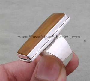 Anillo de Jade amarillo, anillo de piedras preciosas hechas a mano de Plata de Ley 925, anillo de plata sólida, regalo de aniversario de boda - Product Image 5