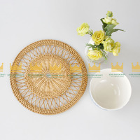 Napperon en rotin naturel tissé à la main Chargeur Vaisselle vintage élégante pour les mariages et les occasions spéciales