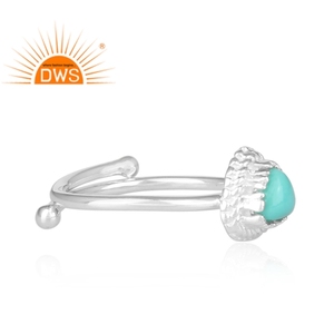 Nouvelle arrivée Bague empilable en argent sterling fin naturel Arizona Turquoise Gemme Fabricant de bijoux personnalisé - Product Image 4