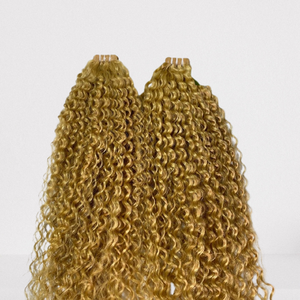 Extensions de cheveux naturels, cheveux humains très bouclés, blonds russe, Double Drawn, 12a, bon marché, prix en gros - Product Image 1