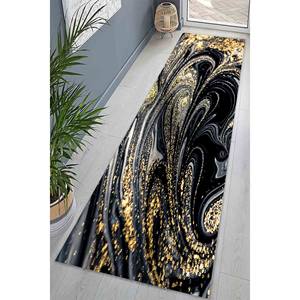 พรมหินอ่อนสีดำและสีทอง: การออกแบบนามธรรมที่ทันสมัยพรมบางเฉียบ - Product Image 5