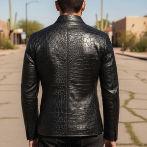 New Winter Cow Skin Canvas <b>Leather</b> <b>Jackets</b> Customized Color Logo Front Logo Waterproof Quick Dry Vintage Men's Bomber <b>Jacket</b> - Product Image 4