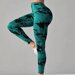 Pantalon de yoga sans couture tie-dye taille haute pour femmes nouveauté Leggings de sport de fitness avec fermeture à cordon de serrage vêtements en gros - Product Image 6