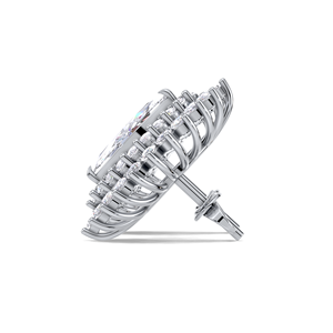 Boucles d'oreilles clous en diamant marquise double halo 1,85 carat, en argent sterling 925 massif, avec fermoir à vis, bijoux de luxe pour mariée - Product Image 3