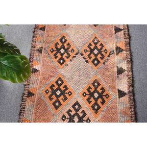 Vintage 2,6 X 12 ft Turkish Kilim Rug Stunning Orange <b>Brown</b> <b>Wool</b> Latex Backing Patchwork for Teens Rectangle Hallway Jute Rug - Product Image 5