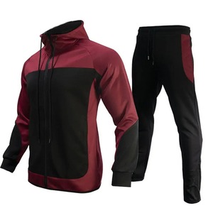 Traje deportivo con capucha de otoño-invierno para hombre, diseño relajado con bloques de color para correr al aire libre, senderismo, pesca, cierre de cremallera de talla grande - Product Image 5